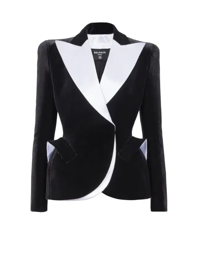 Balmain Structured jacket in velvet and satin