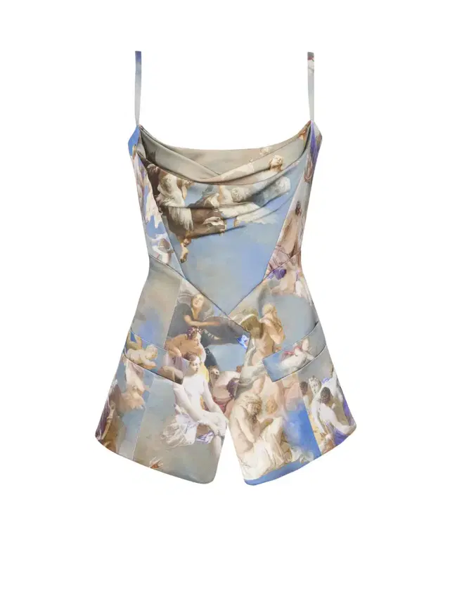Balmain Sky printed satin corset top