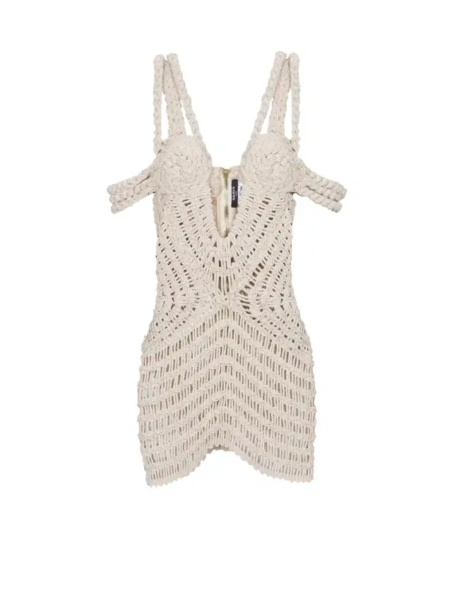 Balmain Short openwork macramé dress