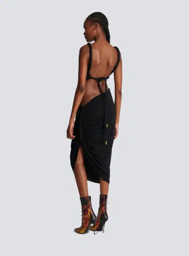 Balmain Long draped jersey dress | Thumbnail 4