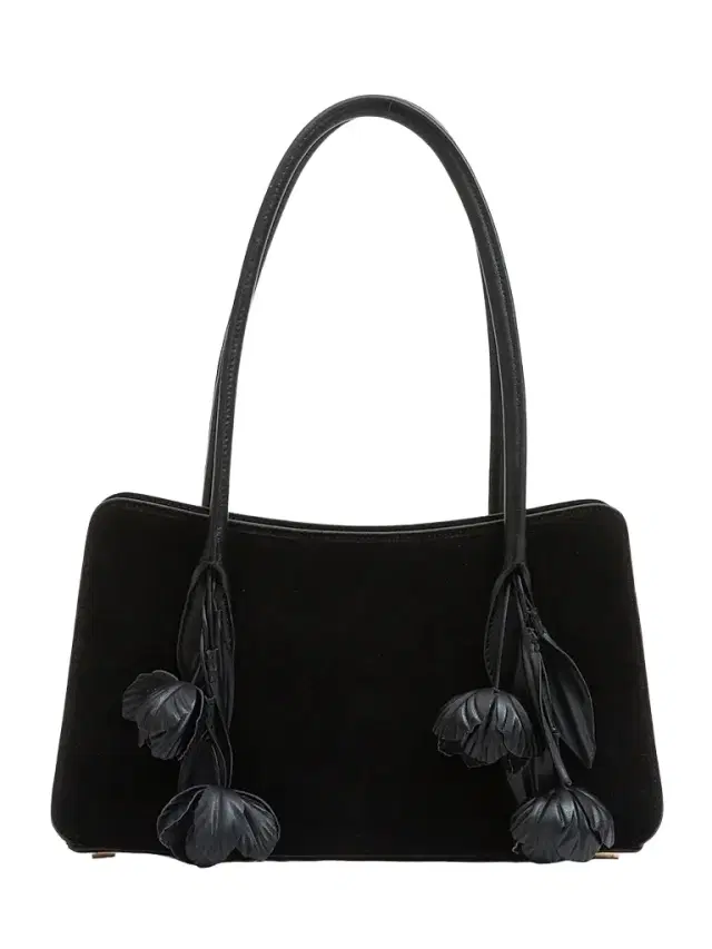 Women's Fleur Tasseled Suede Shoulder Bag - Black