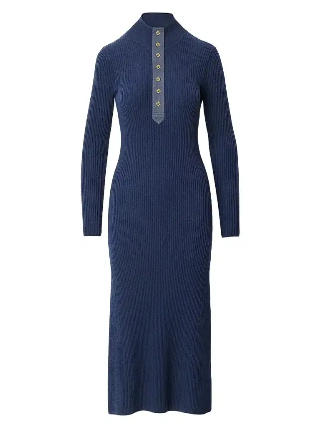 Women's Lucy Rib-Knit A-Line Midi Dress - Navy - Size Large