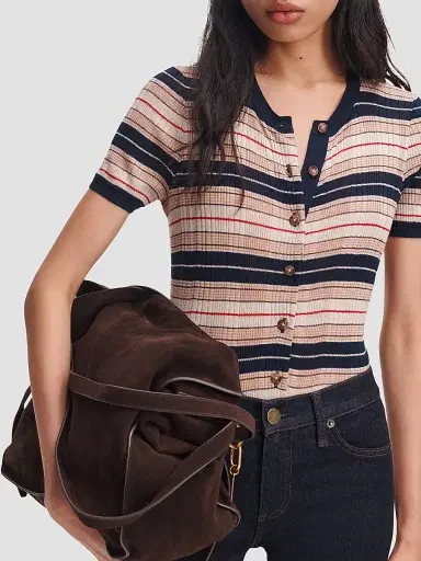 rag & bone Women's Teresa Striped Short-Sleeve Cardigan - Navy Multi - Size XL | Thumbnail 5 rag & bone Women's Teresa Striped Short-Sleeve Cardigan - Navy Multi - Size XL | Thumbnail 5