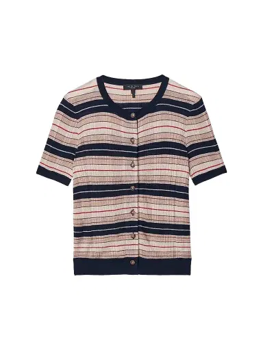 rag & bone Women's Teresa Striped Short-Sleeve Cardigan - Navy Multi - Size XL | Thumbnail 1 rag & bone Women's Teresa Striped Short-Sleeve Cardigan - Navy Multi - Size XL | Thumbnail 1