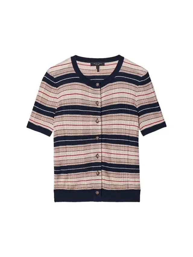 rag & bone Women's Teresa Striped Short-Sleeve Cardigan - Navy Multi