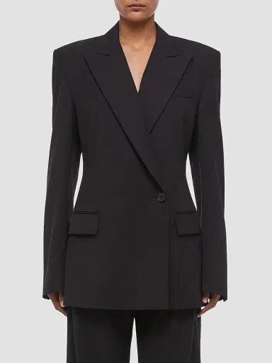 Helmut Lang Women's Wool Gabardine Relaxed-Fit Blazer - Black - Size 12 | Thumbnail 4