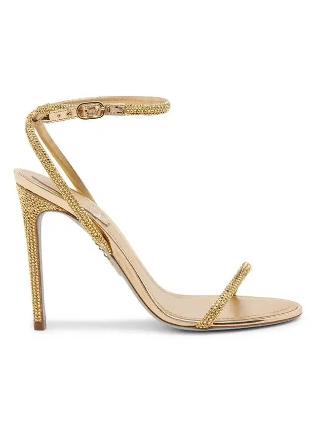 Rene Caovilla Women's 105MM Crystal-Embellished Satin & Leather Sandals - Golden Satin Calf Aurum Strass