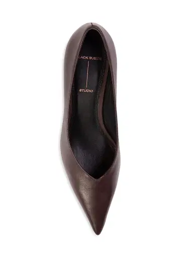 Black Suede Studio Women's Briar 50MM Leather Pumps - Black Coffee Leather | Thumbnail 3