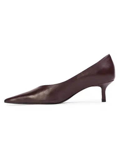Black Suede Studio Women's Briar 50MM Leather Pumps - Black Coffee Leather | Thumbnail 4