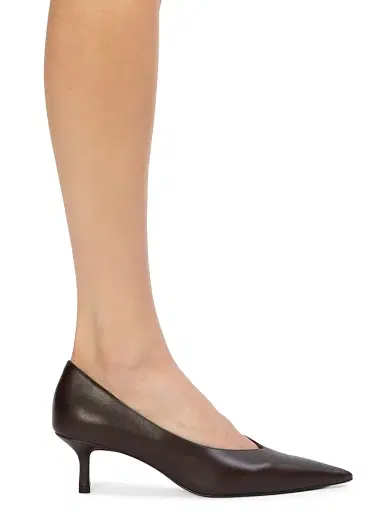 Black Suede Studio Women's Briar 50MM Leather Pumps - Black Coffee Leather | Thumbnail 6