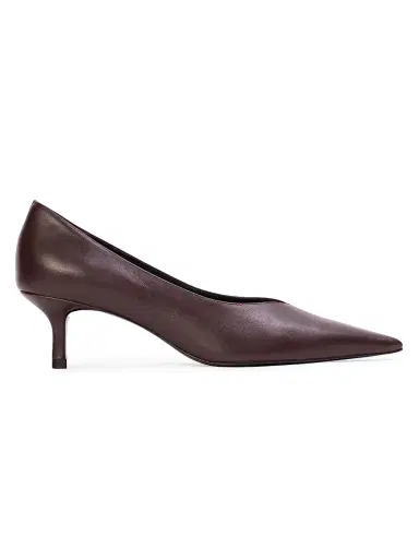 Black Suede Studio Women's Briar 50MM Leather Pumps - Black Coffee Leather | Thumbnail 1
