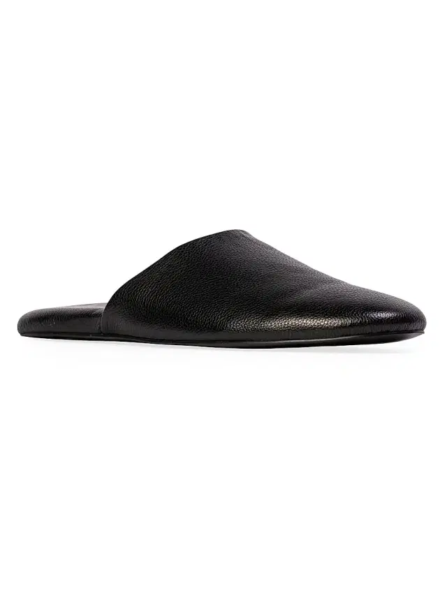 Black Suede Studio Women's Shiloh Leather Slippers - Black Leather