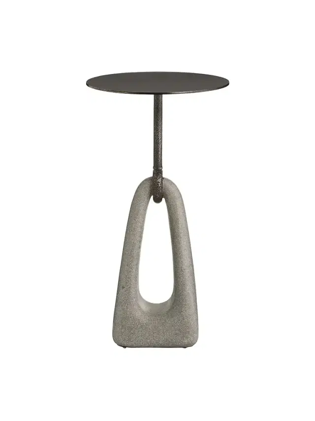 Arteriors Miles Ricestone & Bronze-Plated Iron Accent Table - Grey