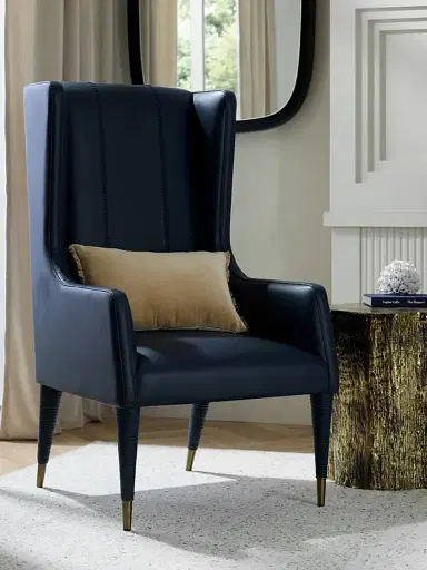 Arteriors Hawthorne Leather Host Chair - Blue | Thumbnail 3