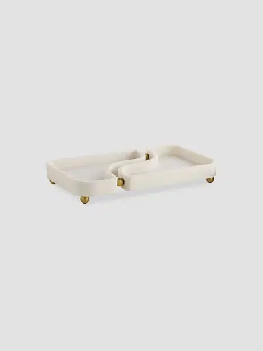 Arteriors Lily Riverstone & Brass Split Tray - White | Thumbnail 2