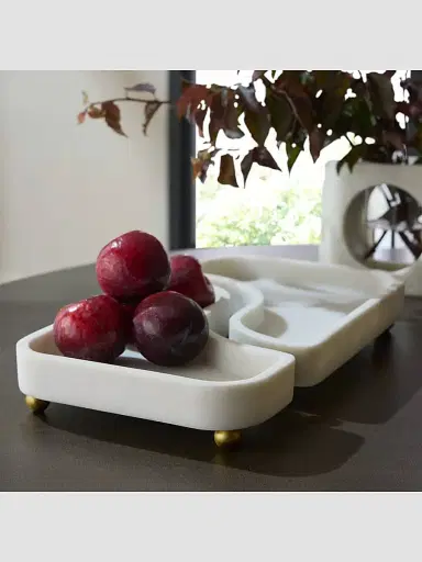 Arteriors Lily Riverstone & Brass Split Tray - White | Thumbnail 4