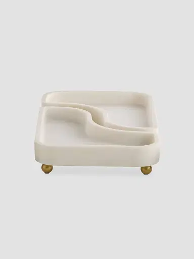 Arteriors Lily Riverstone & Brass Split Tray - White | Thumbnail 5