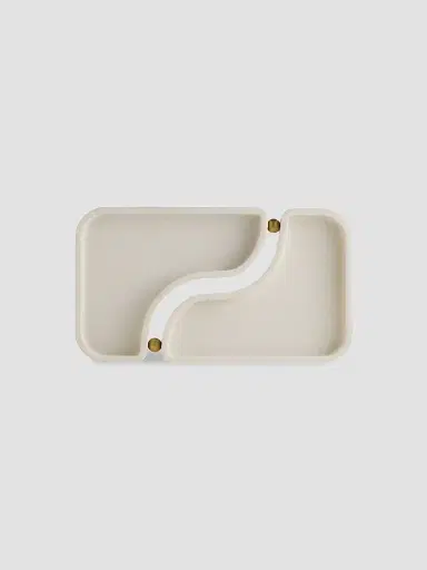 Arteriors Lily Riverstone & Brass Split Tray - White | Thumbnail 6