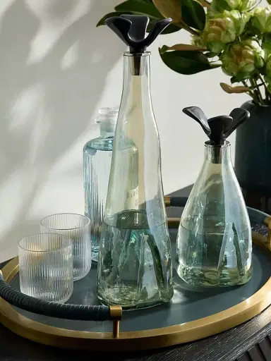 Arteriors Lydia Glass & Aluminum 2-Piece Decanters Set - Black | Thumbnail 5