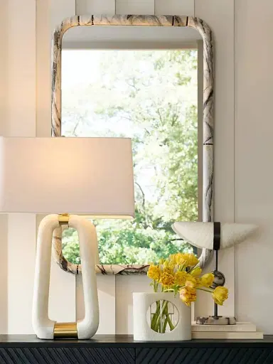 Arteriors Trevino Resin & Bronze-Plated Iron Rectangular Mirror - Grey | Thumbnail 3