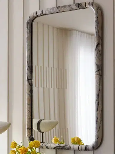 Arteriors Trevino Resin & Bronze-Plated Iron Rectangular Mirror - Grey | Thumbnail 4
