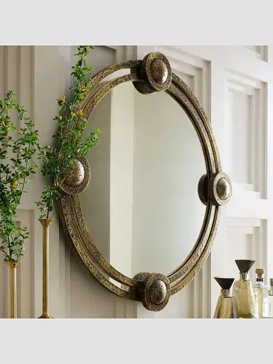 Arteriors Lisbon Antique Brass Round Mirror | Thumbnail 2 Arteriors Lisbon Antique Brass Round Mirror | Thumbnail 2