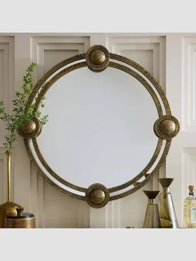 Arteriors Lisbon Antique Brass Round Mirror | Thumbnail 3 Arteriors Lisbon Antique Brass Round Mirror | Thumbnail 3