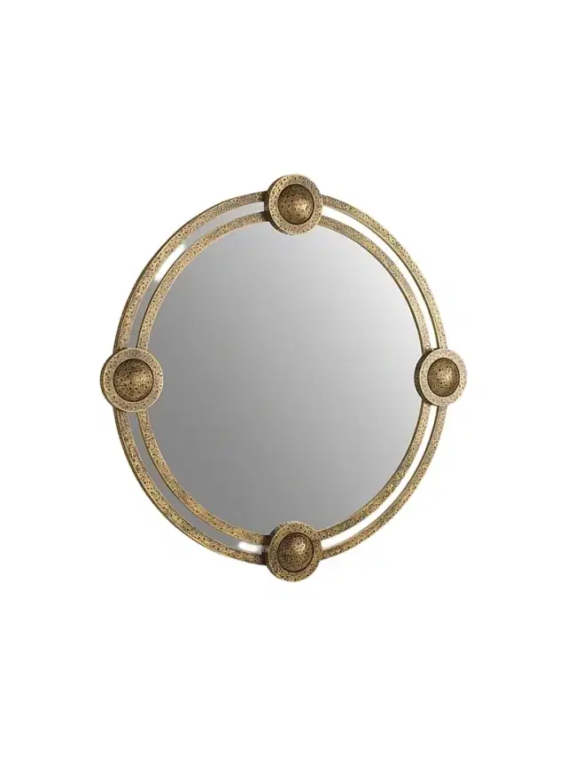 Arteriors Lisbon Antique Brass Round Mirror - Gold