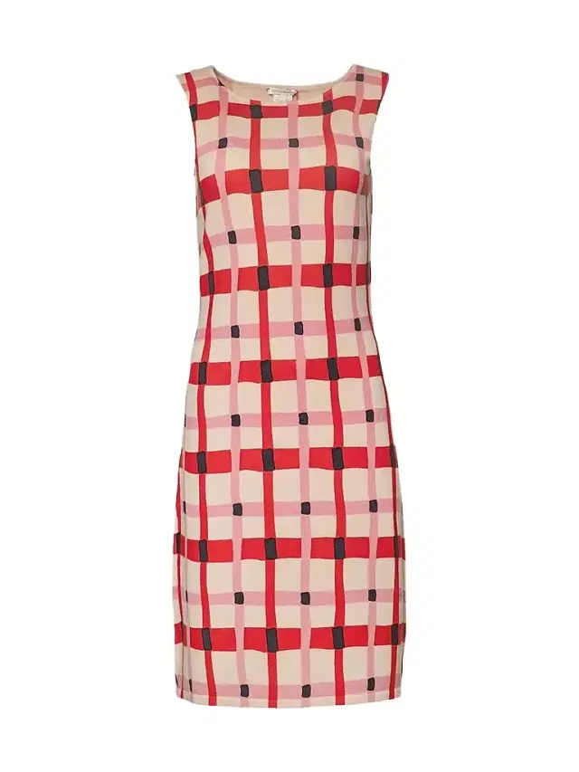 Frances Valentine Women's Swan Sheath Midi Dress - Pink Red Multi - Size XL