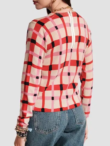 Frances Valentine Women's Honey Plaid Wool Sweater | Thumbnail 3 Frances Valentine Women's Honey Plaid Wool Sweater | Thumbnail 3