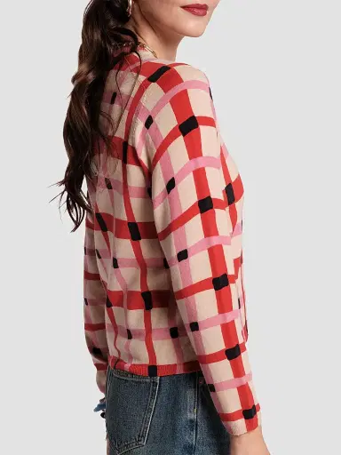 Frances Valentine Women's Honey Plaid Wool Sweater | Thumbnail 4 Frances Valentine Women's Honey Plaid Wool Sweater | Thumbnail 4