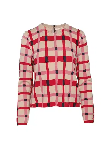 Frances Valentine Women's Honey Plaid Wool Sweater | Thumbnail 1 Frances Valentine Women's Honey Plaid Wool Sweater | Thumbnail 1
