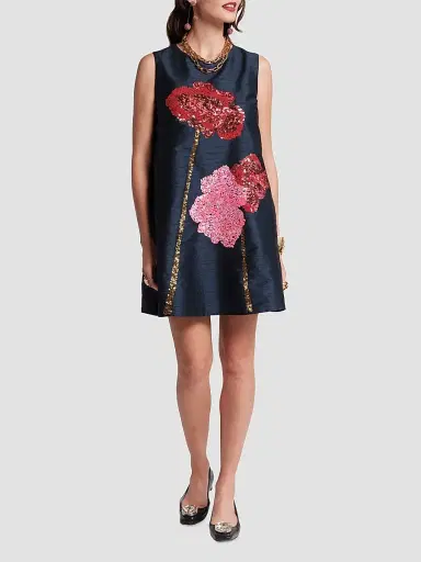 Frances Valentine Women's Alice Sequined Poppy Shift Dress - Navy Multi - Size XL | Thumbnail 2