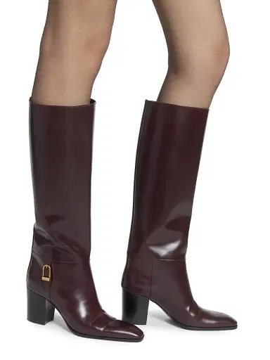 Saint Laurent Women's Julia Boots in Smooth Leather - Wine | Thumbnail 6