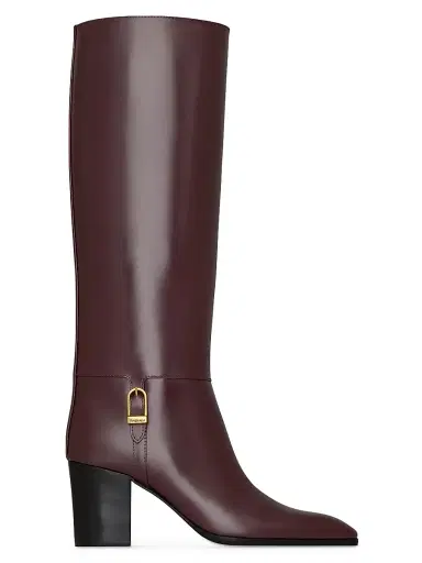 Saint Laurent Women's Julia Boots in Smooth Leather - Wine | Thumbnail 1