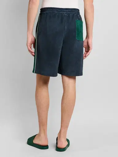 Casablanca Men's Striped Suede Track Shorts - Navy - Size 36 | Thumbnail 3
