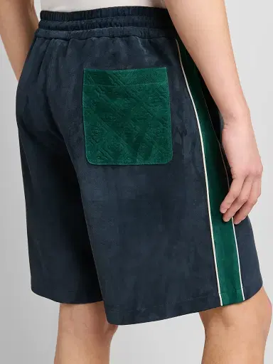 Casablanca Men's Striped Suede Track Shorts - Navy - Size 36 | Thumbnail 5