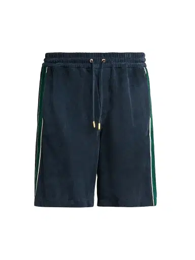 Casablanca Men's Striped Suede Track Shorts - Navy - Size 36 | Thumbnail 1