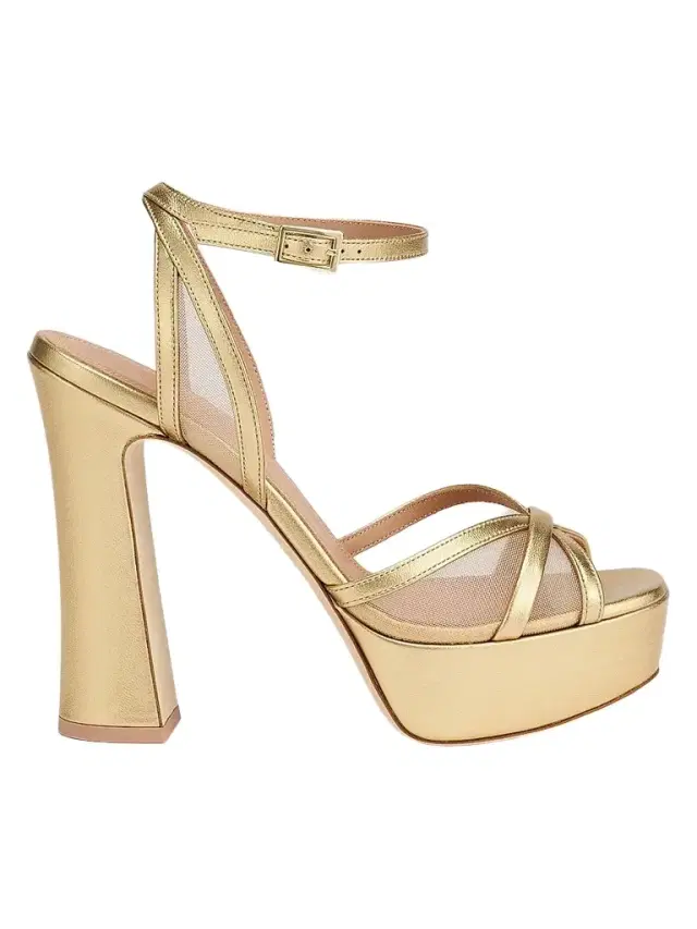 Malone Souliers Women's Sylvie 125MM Leather Platform Sandals - Antique Gold Beige
