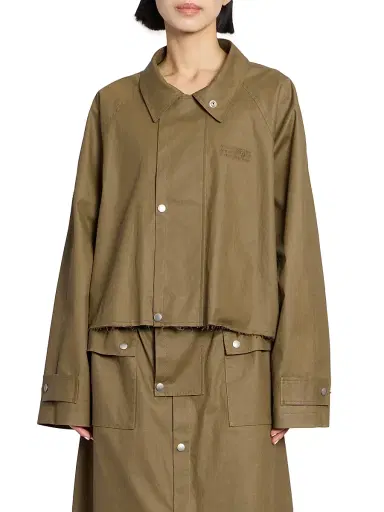 MM6 MAISON MARGIELA Women's Cotton-Blend Short Trench Coat - Khaki - Size 8 | Thumbnail 3 MM6 MAISON MARGIELA Women's Cotton-Blend Short Trench Coat - Khaki - Size 8 | Thumbnail 3