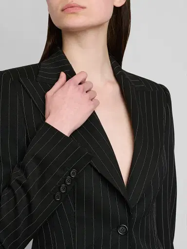 Dolce & Gabbana Women's Pinstriped Stretch Virgin-Wool Single-Breasted Blazer | Thumbnail 5 Dolce & Gabbana Women's Pinstriped Stretch Virgin-Wool Single-Breasted Blazer | Thumbnail 5