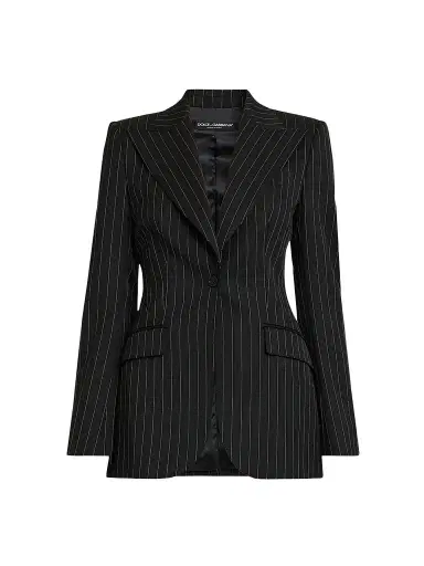 Dolce & Gabbana Women's Pinstriped Stretch Virgin-Wool Single-Breasted Blazer | Thumbnail 1 Dolce & Gabbana Women's Pinstriped Stretch Virgin-Wool Single-Breasted Blazer | Thumbnail 1