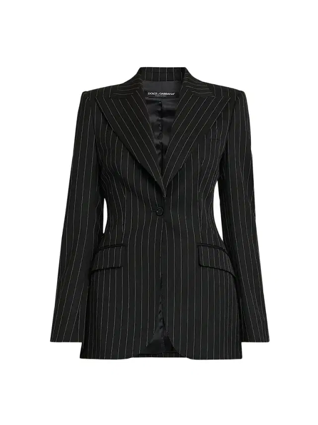Women's Pinstriped Stretch Virgin-Wool Single-Breasted Blazer - Rigato