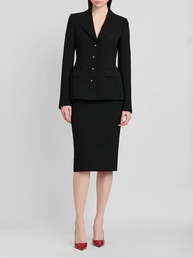 Dolce & Gabbana Women's Virgin Wool Pencil Midi-Skirt - Nero | Thumbnail 2