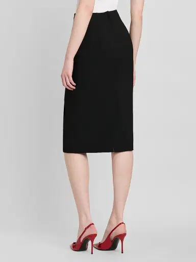 Dolce & Gabbana Women's Virgin Wool Pencil Midi-Skirt - Nero | Thumbnail 3