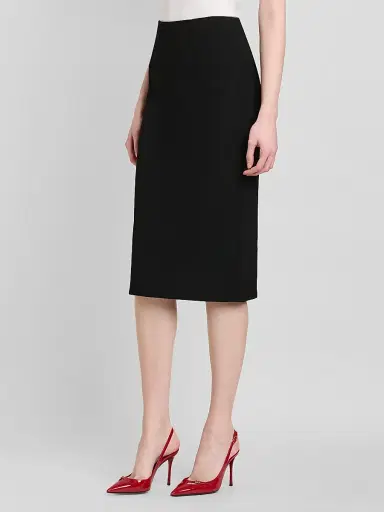 Dolce & Gabbana Women's Virgin Wool Pencil Midi-Skirt - Nero | Thumbnail 4