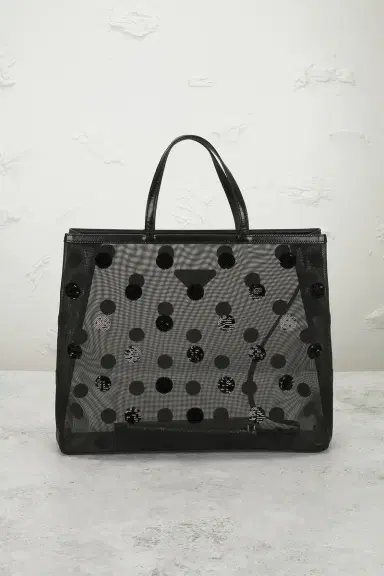Prada Polka Dot Sequined Mesh Tote Bag | Thumbnail 3