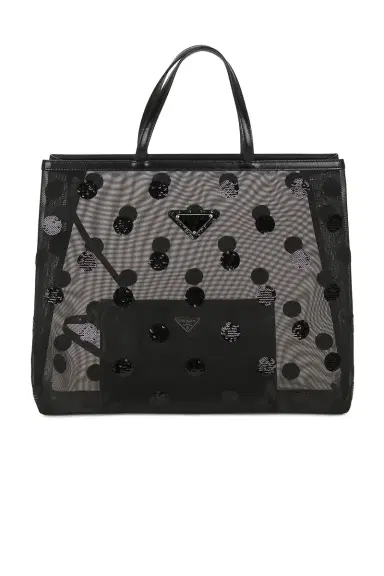 Prada Polka Dot Sequined Mesh Tote Bag | Thumbnail 1