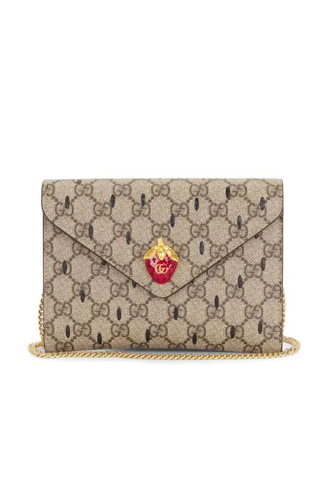 FWRD Renew Gucci Mini Strawberry Wallet On Chain