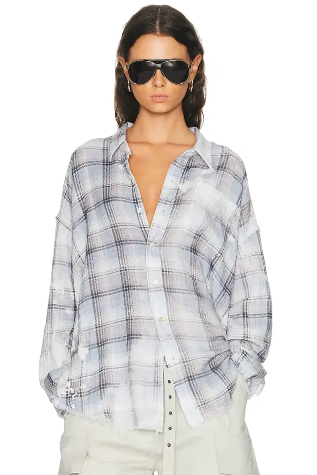 R13 Shredded Seam Drop Neck Shirt